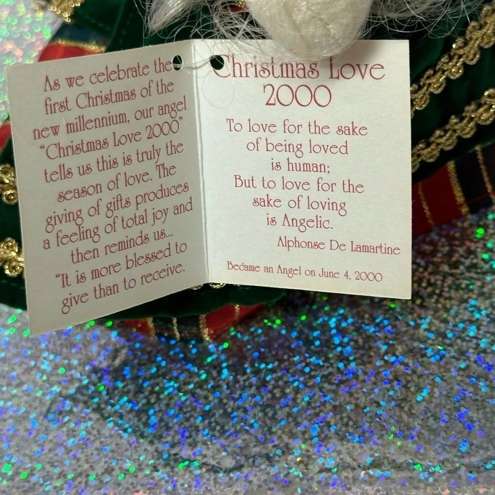 Bean Angel Collectibles CHRISTMAS LOVE 12 IN Doll Vintage 2000 Bean Bag with Tag